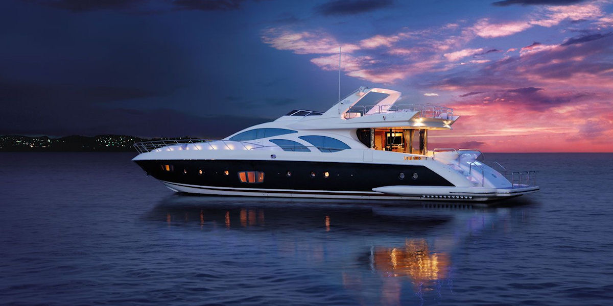 Yacht Delivery at anchor in the evening.